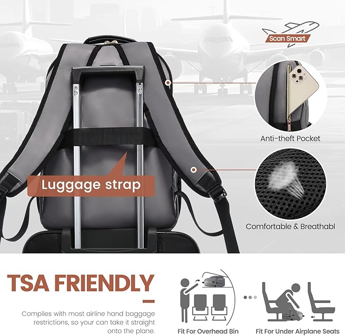 LOVEVOOK Laptop Backpack for Women 18.4 inch,Cute Womens Travel Backpack Purse,Professional Laptop Computer Bag,Waterproof Work Business College Teacher Bag Carry on Backpack with USB Port,Purple Gray