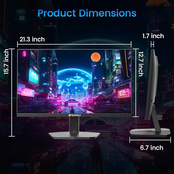 SANSUI 24 Inch Gaming Monitor 180Hz, DP 1.4 & HDMI 2.0 Ports High Refresh Rate Computer Monitor, Racing FPS RTS Modes, 1ms Response Time 110% sRGB (ES-G24F4, HDMI Cable Included)