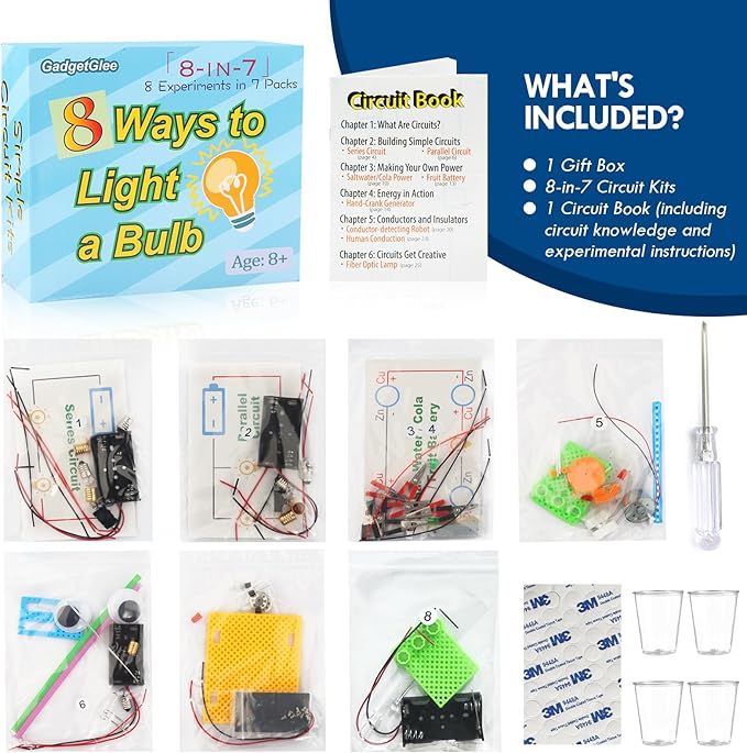 Science Circuit Kit Electricity for Kids, STEM Electrical Light Bulb Experiment, Electric Science Gifts Fair Project Kits Age 8-12, Fruit Energy Experiments Circuits Engineering Projects