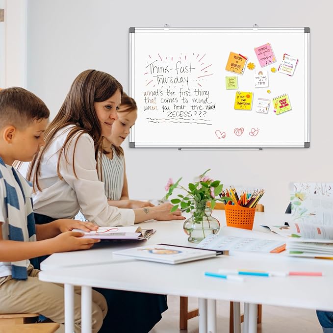 3 Pack Double-Sided Magnetic Whiteboard, 36" x 24" Dry Erase Board, Aluminum Frame White Board for Wall, Hanging Mounting White Board Dry Erase Marker Board for Office, School, Home
