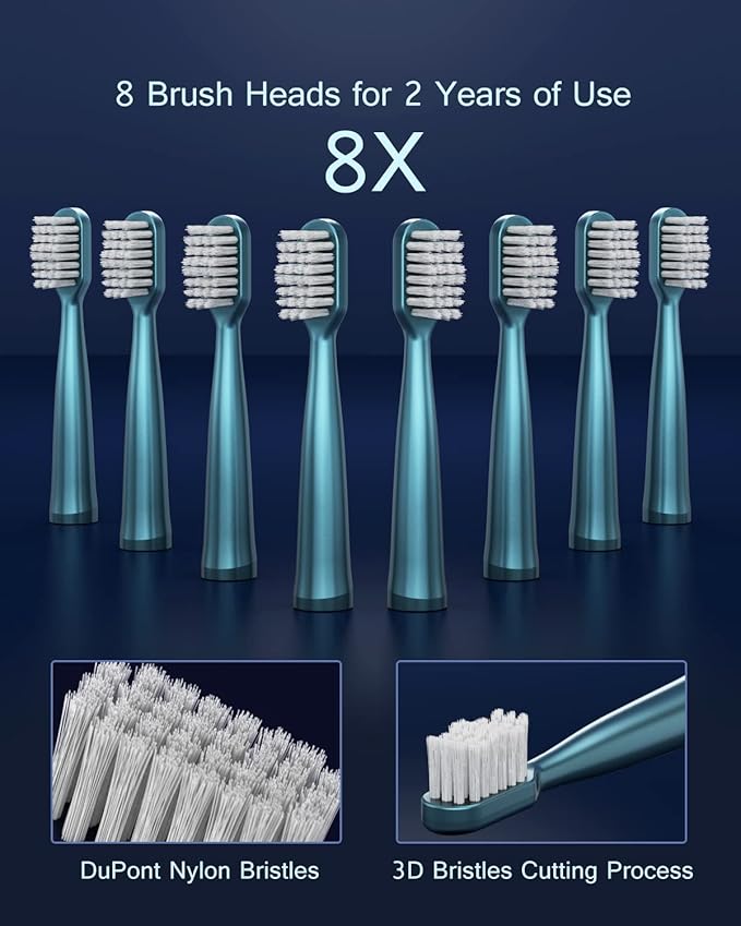 AJELU USB Rechargeable Sonic Electric Toothbrush for Adults, Powered Motor High Vibration Teeth & Gum Care, Soft Dupont Brush Heads, 2 Minutes Timer 5 Modes, Green