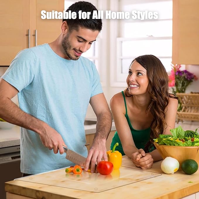Acrylic Cutting Boards for Kitchen Counter,Clear Cutting Board for Countertop with Lip, Upgraded Thicker Non-Slip Transparent Acrylic Cutting Board for Countertop for Home (18 * 14in) (Large)