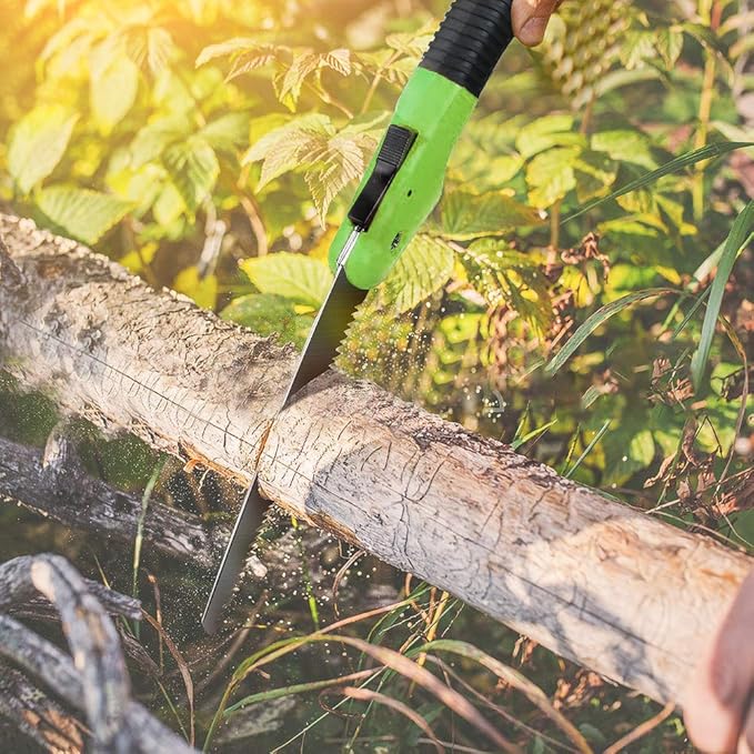 Folding Pruning Saw, 7"/180mm Sharp Hand Saw With Premium Secure Lock Comfort Soft Grip, Compact Sturdy Tree Trimmer for Garden Branch, Camping (Green/Black)