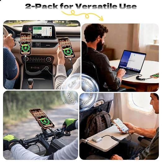 USB A to USB C Cable【2-Pack 4FT】 Coiled Retractable Spring Cord Fast Charging for Apple CarPlay Compatible with iPhone 17 16 15 Samsung Galaxy Google Pixel LG
