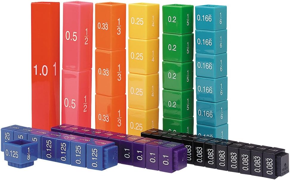 Learning Resources Fraction Tower Equivalency Cubes - 51 Pieces, Ages 6+ Math Toys for Kids, Classroom and Homeschool Accessories, Fractions for Kids