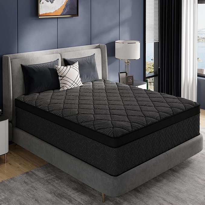 California King Mattress, 12 Inch Luxury Hybrid Cal King Mattress in a Box, Medium Firm Mattresses with Cooling Gel Memory Foam & Pocket Springs, Double Additional Support, 365-Night Trial