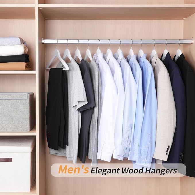 Amazon Basics Durable Wooden Clothes Hangers, 20-Pack, White