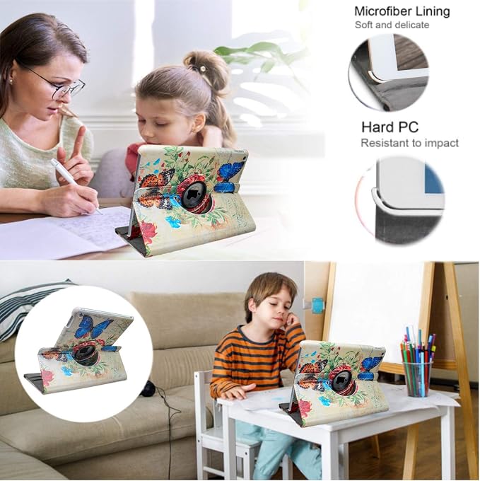 Case for iPad 10th Generation 10.9 Inch 2022 Released Model Number: A2696 A2757 A2777-360 Degree Rotating Protective Stand Cover with Auto Sleep/Wake (Animal)
