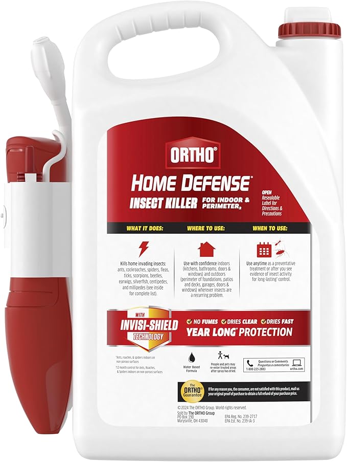 Ortho Home Defense Insect Killer for Indoor & Perimeter2 with Comfort Wand, Controls Ants, Roaches, and Spiders, 1.1 gal