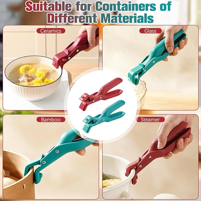 Hot Plate Gripper, New Hot Plate Grippers Tongs, Anti Scald Bowl Holder Clip, Bowl Dish Plate Grabber Clips Tongs Clamp Holder, For Air Fryer & Food Steamer & Oven & Microwave Oven (2 All)
