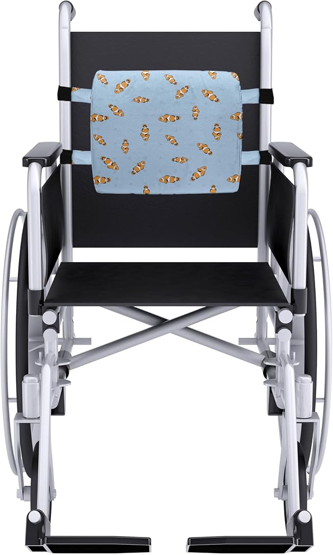 Ambesonne Cartoon Lumbar Back Support Pillow, Illustration of Clownfish Repetitive Simplistic Pattern Underwater, High Density Foam for Office Chairs Car Seats, 14" x 13", Pale Azure Blue Marigold