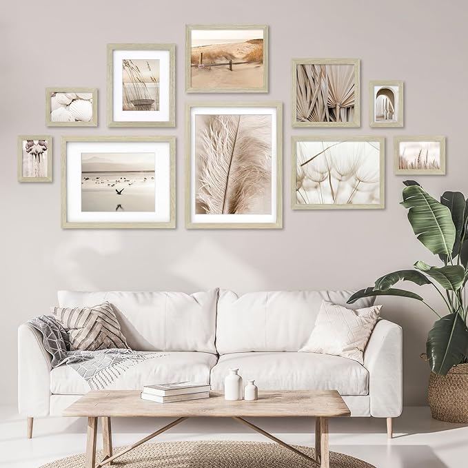 Egofine 5x7 Picture Frame Made of Solid Wood,Covered by Plexiglass Display Pictures 3.5x5/4x6 with Mat or 5x7 Without Mat for Table Top Display and Wall Mounting Photo Frame, Distressed Wood Grain