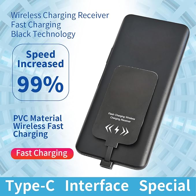 GOWENIC USB Type C 2000mA Super Fast Qi Wireless Charging Receiver Adapter Compatible with and Other Type C Devices
