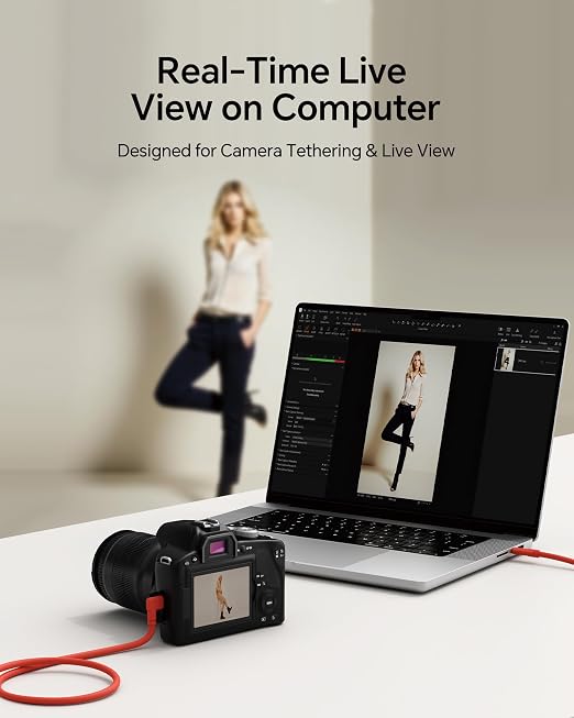 10ft-USB C Camera Transfer Cable USB 3.2 Gen2 10Gbps Data Transfer & Live View CordThickened Copper CoreIdeal for Pro Photographers Photo Enthusiasts & Vloggers