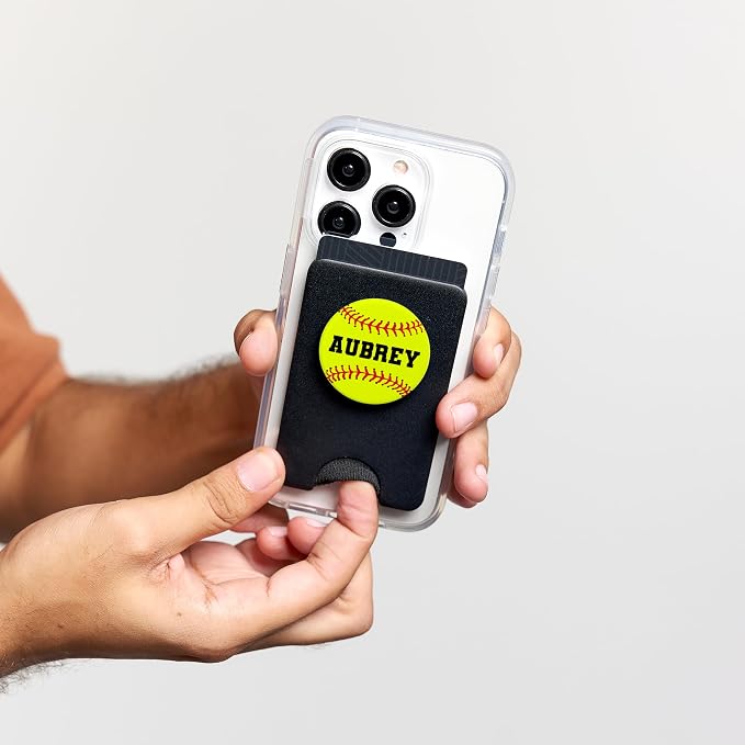 AUBREY Softball Catcher & Pitcher Personalized Name PopSockets Adhesive PopGrip