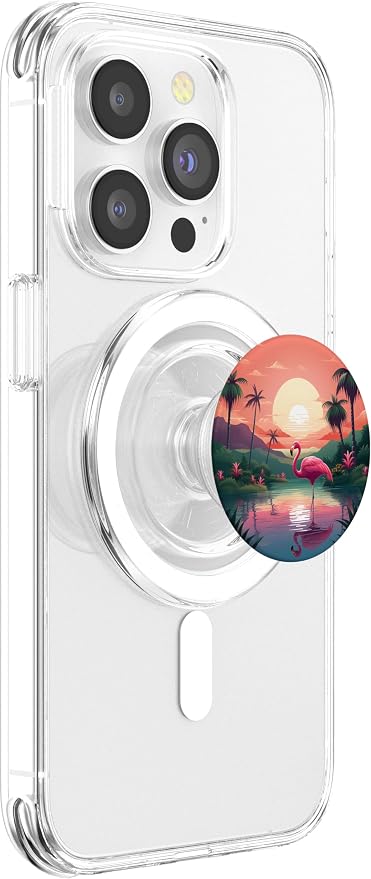 Pink Flamingo Lake Sunset PopSockets Adhesive PopGrip