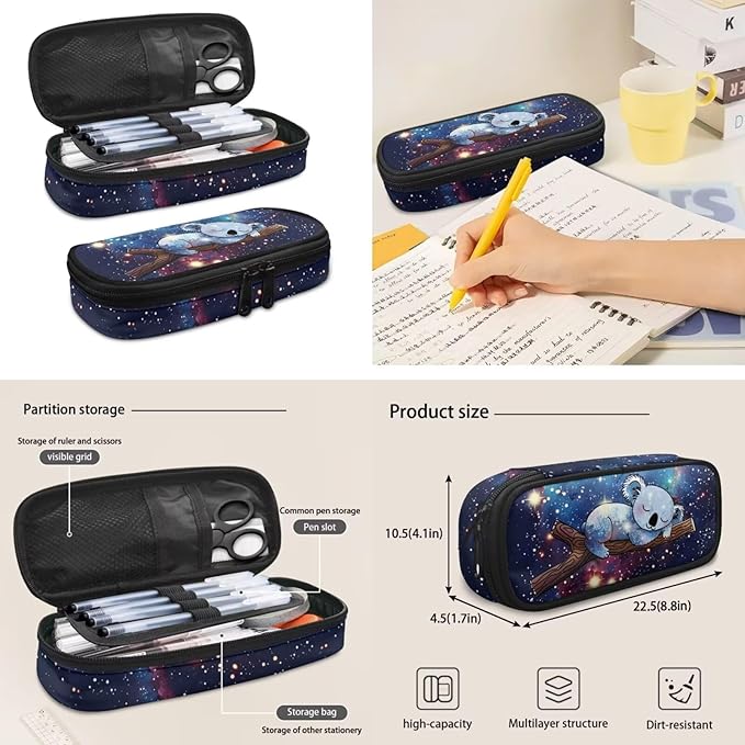 Galaxy Koala Backpack for Girls 6-8 School Boys Kids School Bags 10-12 Years Old with Lunch Boxes Pencil Purse Water Bottle Sleeve Preschool Kindergarten Elementary Bookbag 4pcs/set