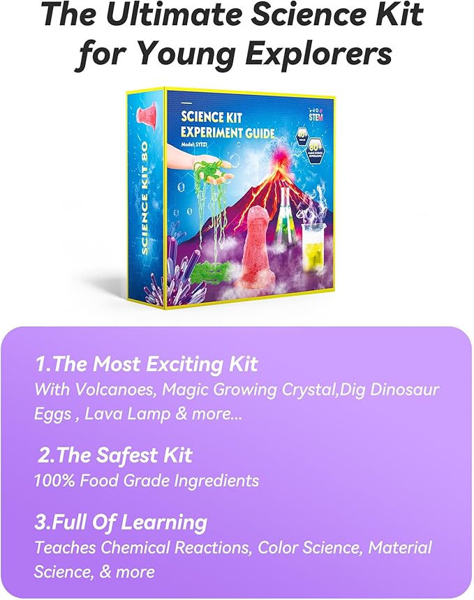 80+ Science Experiment Kit for Kids Ages 8+, Birthday Gift Ideas for Kids, STEM Learning & Educational Toys, First Science Kit for Boys Girl