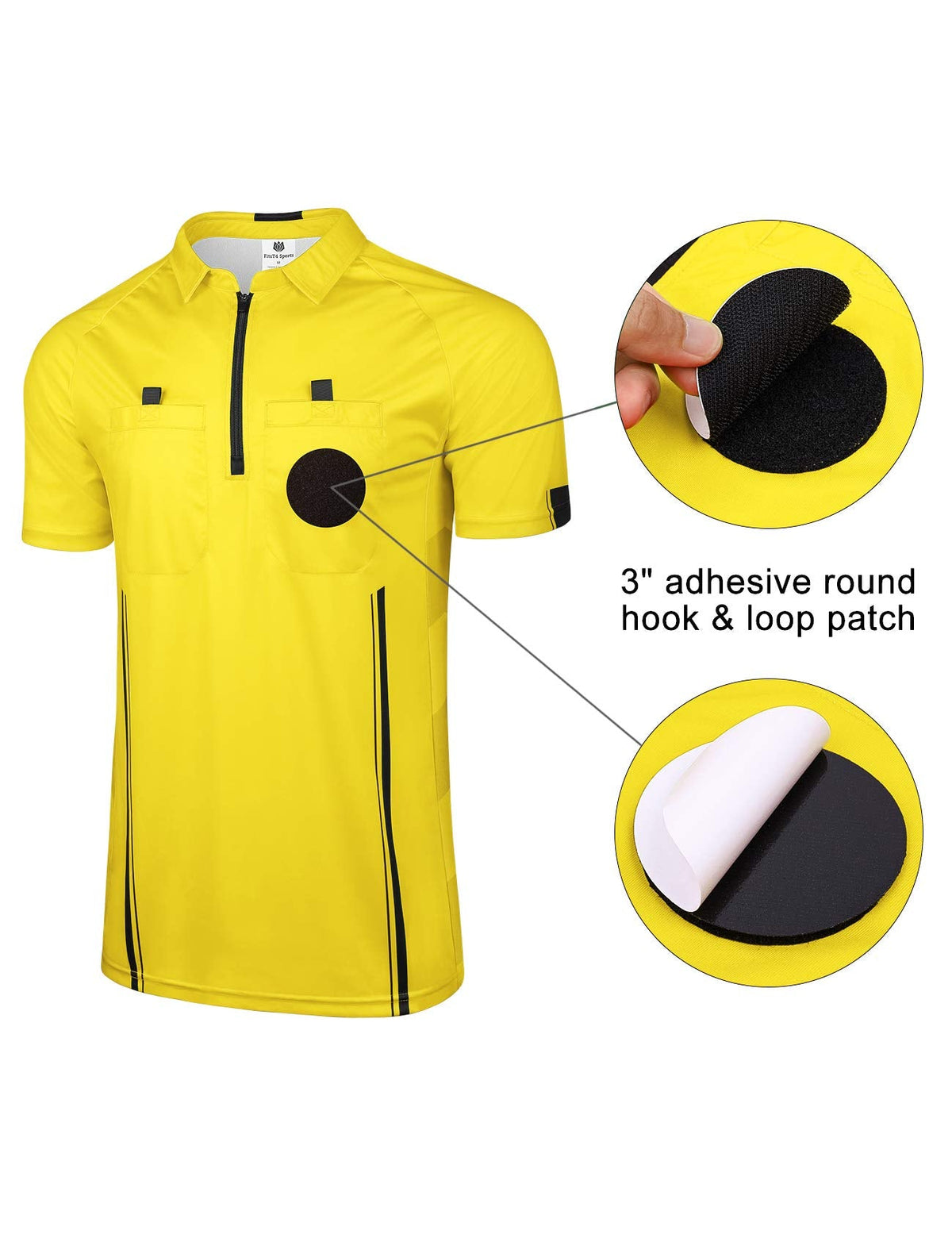 FitsT4 Sports Pro Soccer Referee Jersey Short Sleeve Ref Shirts Yellow X-Small