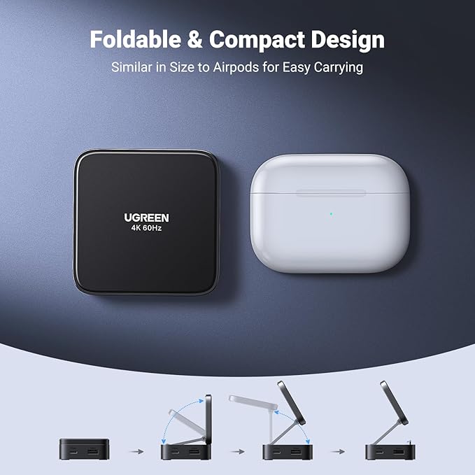 UGREEN USB C Hub, 4-in-1 Magnetic Adapter 4K@60Hz, 100W PD Charging, USB-A and USB-C Data Ports, Foldable Portable Adapter for iPhone 17/16/15 Series, Galaxy S25 and More
