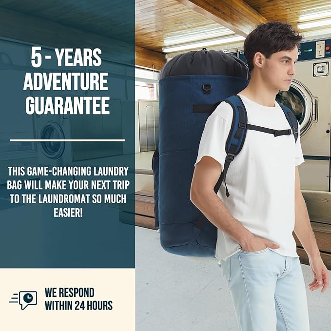 Laundry Backpack Heavy Duty, 115L Extra Large Laundry Bag with Straps, Dorm Room Essential for Guys, Backpack Laundry Bags with 4 Pockets, Laundry Hamper Bags for College Dorm, Apartment, Laundromat