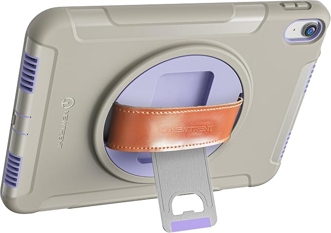 New Trent Original Rugged Case for iPad 11 (A16) 11-inch (2025) & iPad 10th Gen 10.9-inch (2022) | 360° Rotating Kickstand Genuine Leather Hand Strap Built-in Screen Protector Heavy-Duty Protec