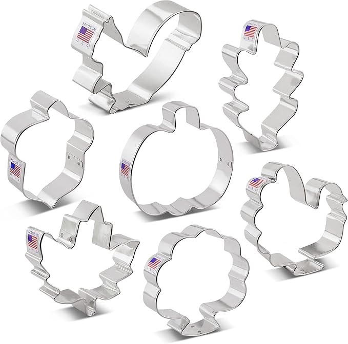 Ann Clark Fall and Thanksgiving Cookie Cutters Set of 7, Made in USA