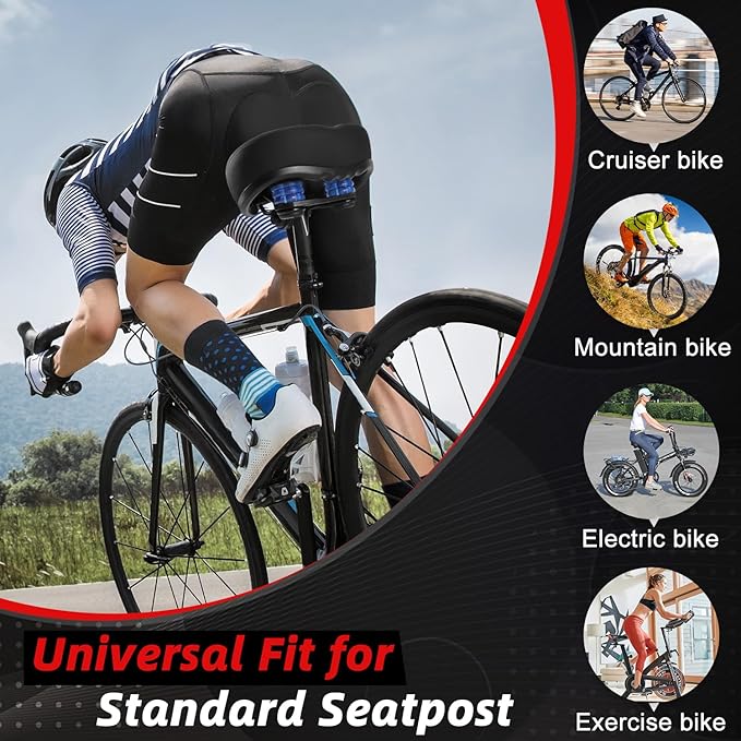 Comfort Bicycle Seat Wide Bike Seat for Men Women with Dual Shock Absorbing Ball Soft Bike Saddle Cushion for Exercise Bikes Mountain Bikes Cruiser Bikes Accessories for Peloton
