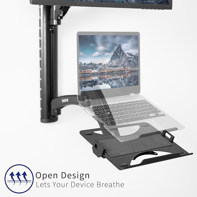 VIVO Sit-Stand Wall Mount Counterbalance Height Adjustable Monitor and Laptop Workstation for Screens up to 27 inches, STAND-SIT1L