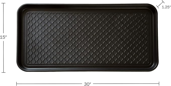 All Weather Boot Tray Set - Set of 4 Large Water-Resistant Plastic Utility Shoe Mats for Indoor and Outdoor Use in All Seasons by Stalwart (Black)
