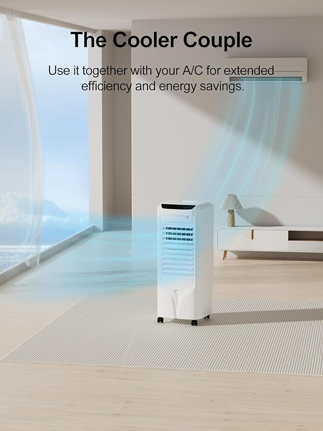 Landeagle 32" Swamp Cooler Air Conditioner,1800CFM Evaporative Coolers with 4.2 Gal Tank,110°Oscillation Portable Room with 12H Timer, Cooling Fans that Blow Cold Air for Bedroom Indoor, Bright White