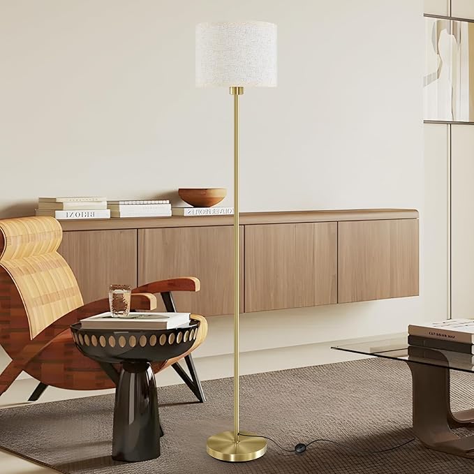Floor Lamps for Living Room, Stepless Dimmable Floor Lamp with Remote, 2700K-6500K Colors Temperature & Brightness Adjustable,10W/1200LM Gold LED Floor Lamp, Modern Standing Lamp for Bedroom/Office