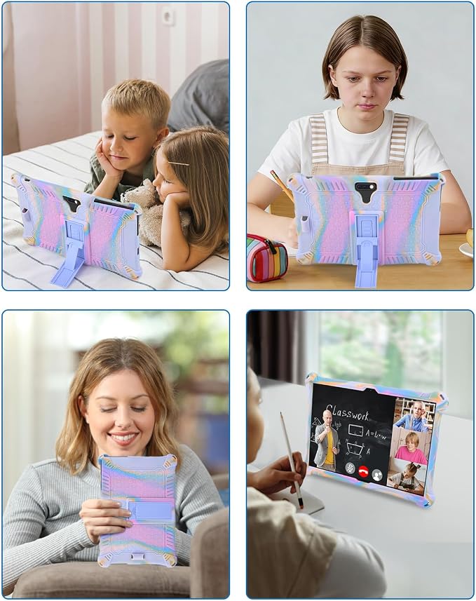 DETUOSI Feonal 10 inch Silicone Case with Shoulder Strap & Stylus Pen Multi-Angle Stand Tablet Case Soft Lightweight Cover for Winsing MTK 10 inch Tablet ANTEMPER Touch Orange Pink & Blue