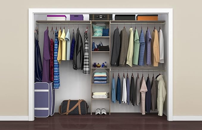 ClosetMaid 1951140 SuiteSymphony 16-Inch Closet Organizer with Shelves, Natural Gray