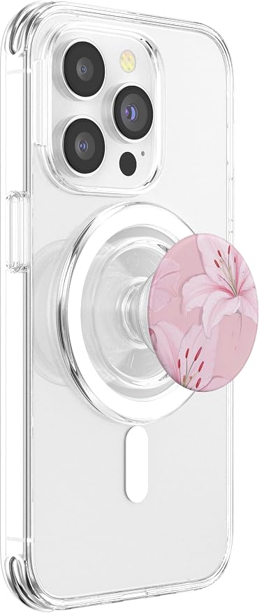 Pink Lily Floral PopSockets Adhesive PopGrip