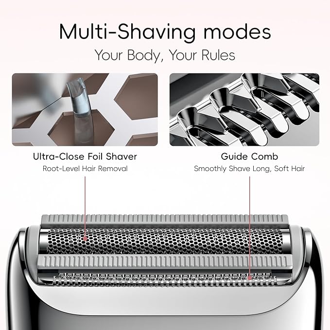 yoose Electric Razors for Women, IPX7 Alloy Body Bikini Trimmer for Women (USB-C, Trimmer Comb, Multi Shaving Modes), Portable Size, Sakura Pink