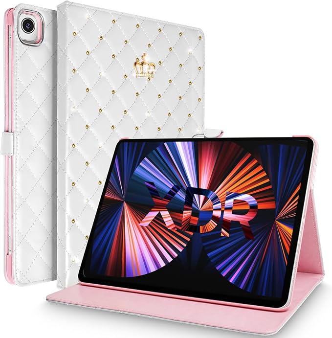for iPad 10.2 Case 9th/8th/7th Generation (2021/2020/2019) Crown Bling Diamond Cute Elegant PU Leather Smart Auto Sleep/Wake Stand Shockproof Protective Case for Apple iPad 10.2 inch (Black)