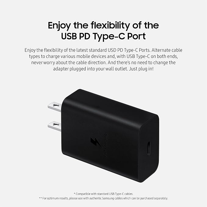 Samsung 15W USB-C Wall Chargers (White and Black)