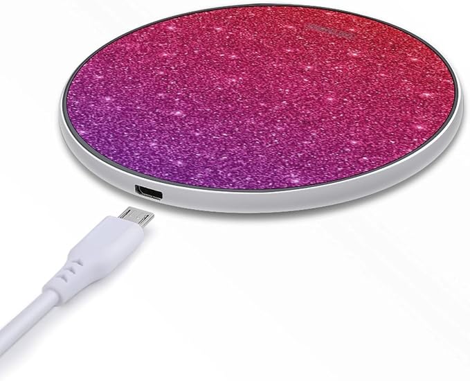 Gradient Sequin Sparkle Wireless Charger Portable Fast Charging Pad Lightweight Wireless Charging Pad 10W Slim Charging Station for Phone Charger Mat for Travel Home Office Desk