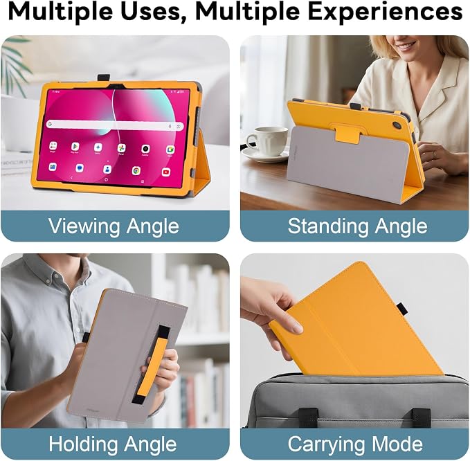 RSAquar Case for T-Mobile Revvl Tab 2 2025 Released 10.1 inch with Pen Loop Lightweight Folding Stand Cover with Hand Strap for Revvl Tab 2 Tablet Black