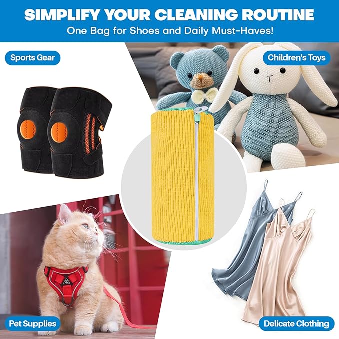 Shoe Washing Machine Bag: Laundry Shoe Bag for Washer and Dryer - 2pc Reusable Shoe Cleaning Bag for Sneaker Tennis Shoes Unstain Cleaner Kit (Yellow 2pcs)