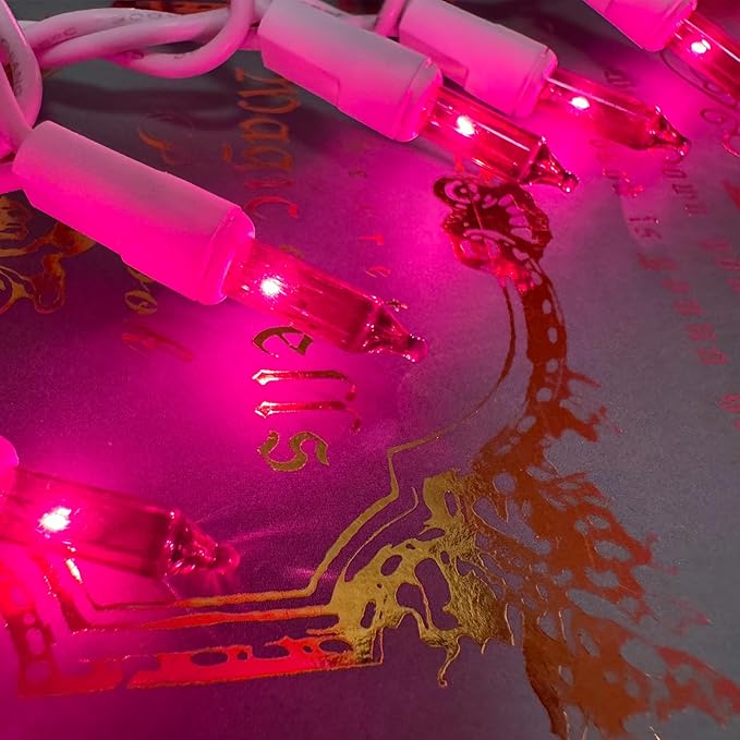 Christmas Lights 100 Count Pink Christmas Tree String Lights with White Wire for Outdoor Indoor Christmas Decorations Wedding Decorations Valentines Day Decor,UL Certified (21feet)