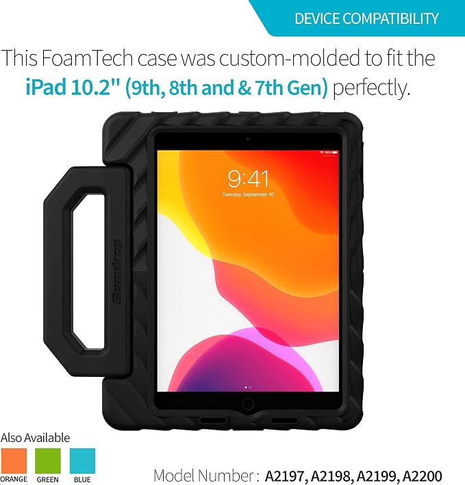 Gumdrop FoamTech Rugged case Fits Apple iPad 11th Generation (A16) & 10th Gen 10.9 inch Drop Tested Cover - Black