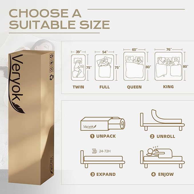 Hybrid Mattress King Size, 14 Inch Medium Firm Cool Memory Foam for Pressure Relief, Motion Control & No-Sink Edge Support, Bed in a Box, Best for Seniors & Heavy Sleepers