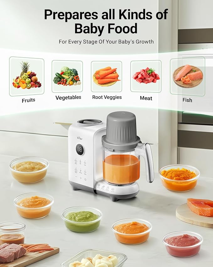Bear Baby Food Maker Steamer&Blender with Dual-Layer Steam Baskets, 18.5oz