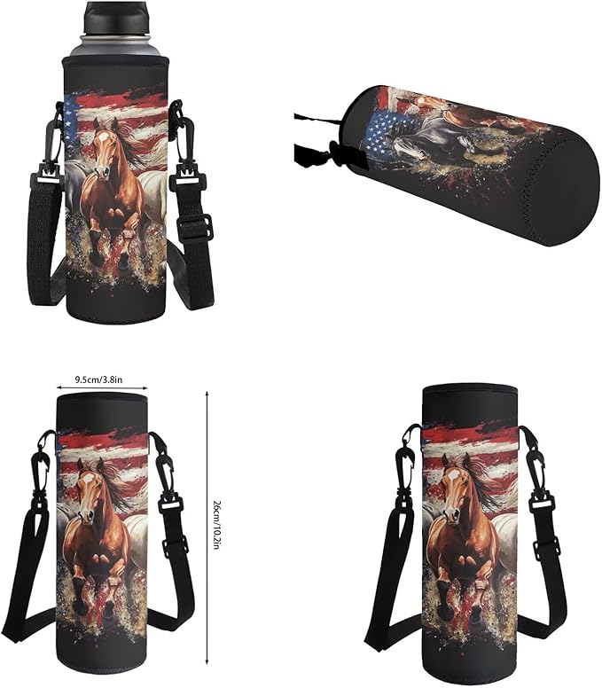 Horse Backpack for Girls Boys Kids with Lunch Box American Flag School Bag Pencil Case Middle School Bookbag Set Elementary Kindergarten Preschool Schoolbag Back Pack
