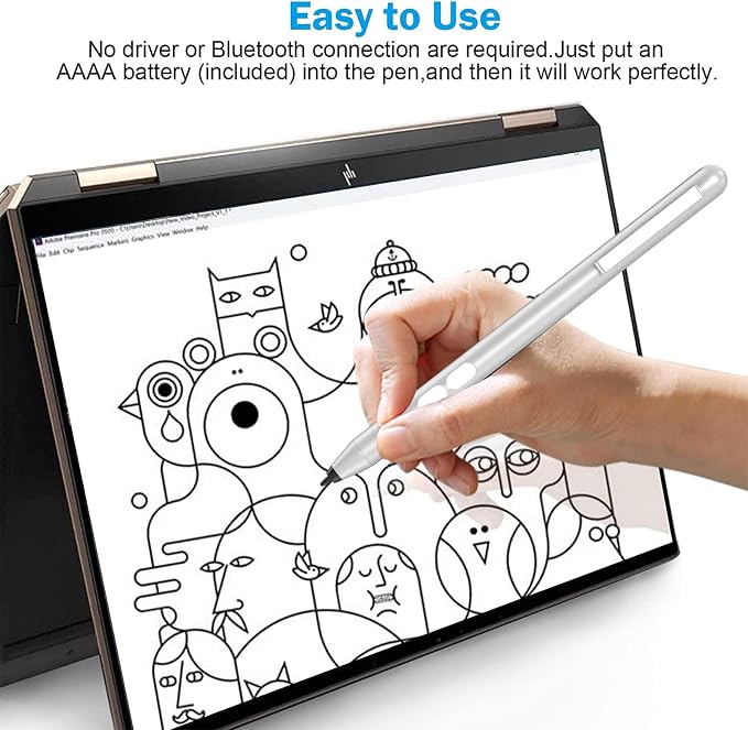 Stylus Pen for HP Omnibook X Flip Rechargeable MPP 2.0 with 4096 Pressure | Digital Stylus Pen for HP Envy/Pavilion/Spectre x360 – Tilt Support Palm Rejection Fast Charge Ideal for Drawing & N