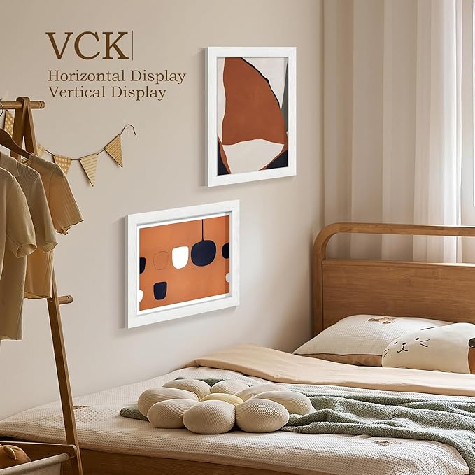 VCK 11x14 Picture Frame, White Wood 14 x 11 Diploma Document Frames, Home or Gallery Wall Hanging, 2 Pack