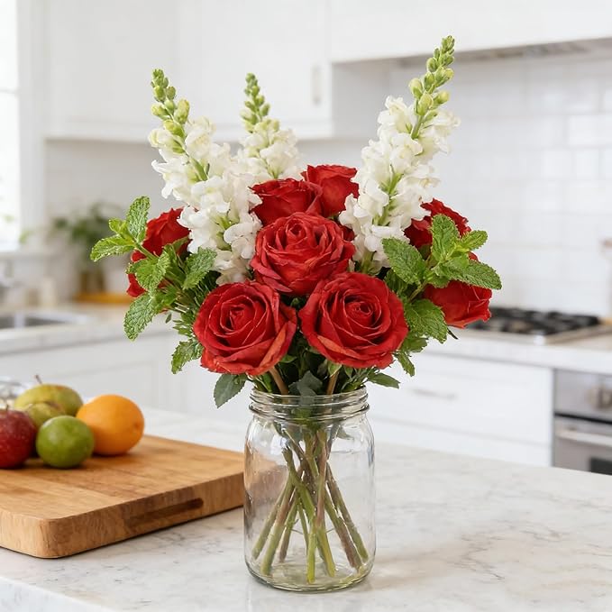 Kimura's Cabin 12pcs Lifelike Faux Silk Roses Flowers Vintage Artificial Rose with Stem Bouquet Fake Roses Dried Flower for Valentines Home Table Centerpiece Wedding Party DIY Decoration(Orange red)