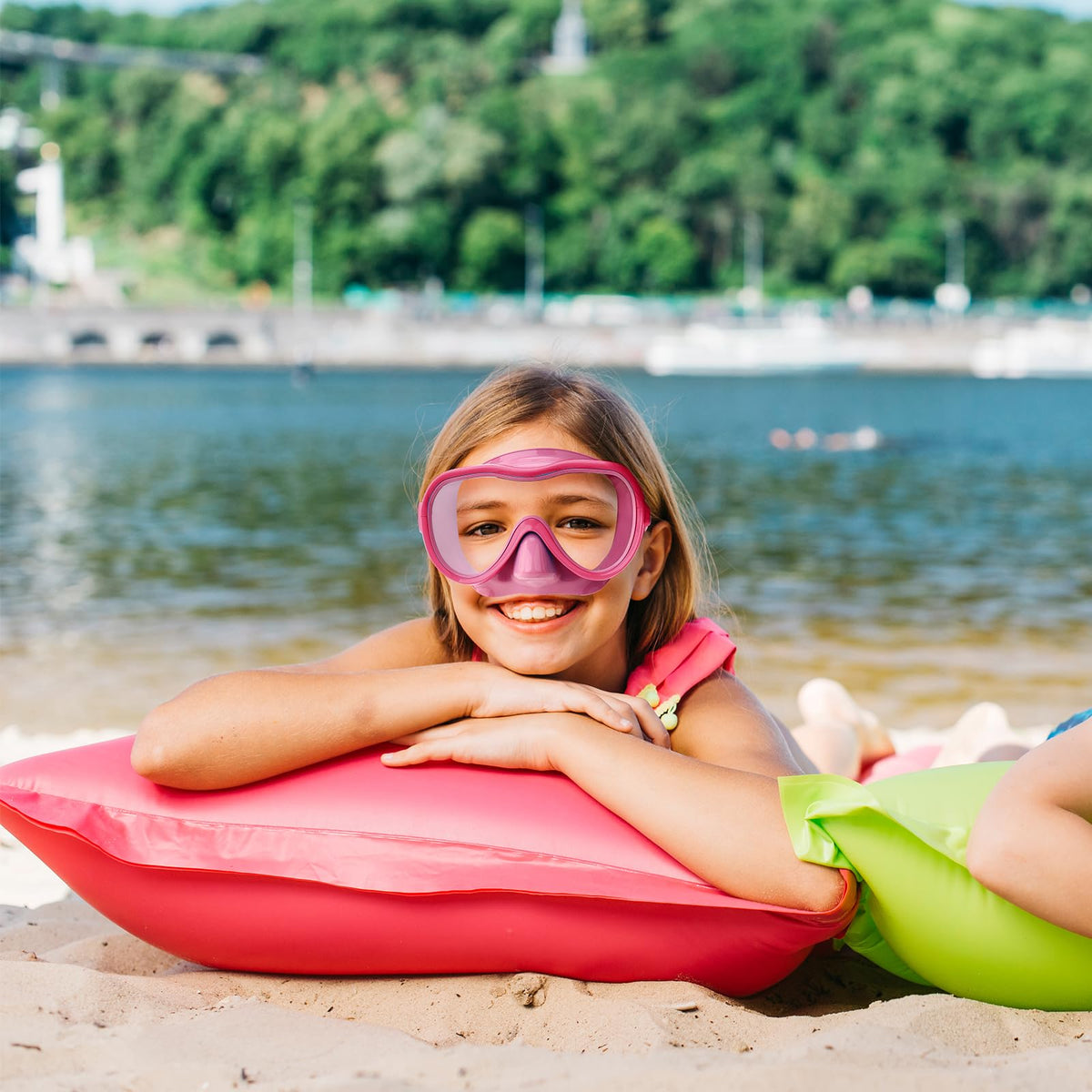 Kids Swim Goggles, Anti-Leak Snork Goggles with Nose Cover & Elastic Fabric Strap, UV Protection Swimming Goggles for Kids Boys Girls